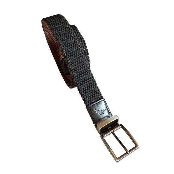 Tommy Bahama Leather Stretch Braided Reversible Belt Men's Small (32-36) Black - Picture 1 of 8